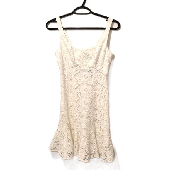 NWT Nanette Lepore Ivory Cotton Eyelet Dress Size 0 Made in USA Romantic Cottage - Picture 1 of 7
